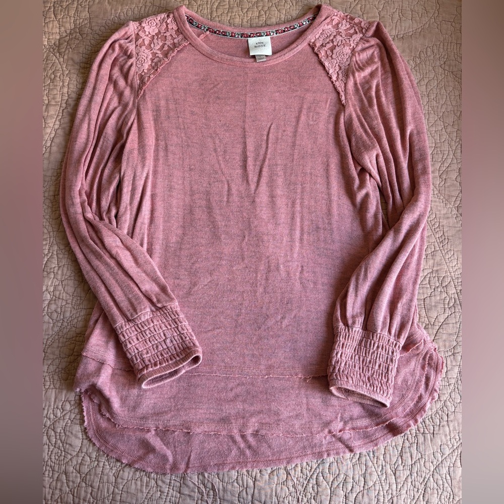 Pink Lace Detail Women's Top